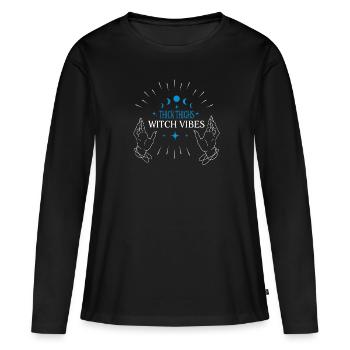 Halloween Witch Witches Thick Thighs Witch Vibes - Women's Premium Organic Long Sleeve Shirt - black - Front - Julia (174cm)