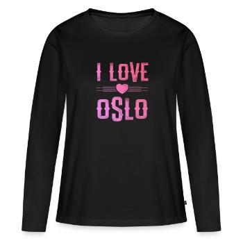 J’aime Oslo - T-shirt manches longues Premium bio Femme - noir - Devant - Julia (174cm)
