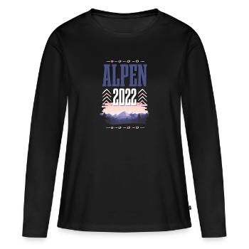 Alpen 2022 - Frauen Premium Bio Langarmshirt - Schwarz - Vorne - Julia (174cm)