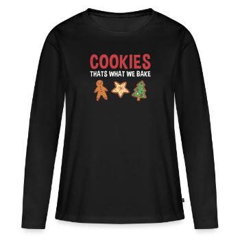 Cuisson C’est ce que nous cuisons biscuit - T-shirt manches longues Premium bio Femme - noir - Devant - Julia (174cm)