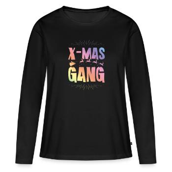 Gang de Noël - T-shirt manches longues Premium bio Femme - noir - Devant - Julia (174cm)
