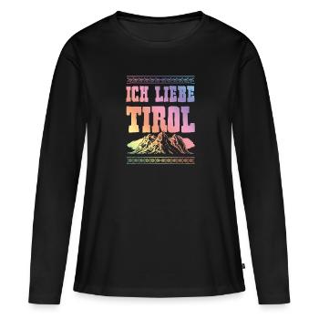 J’adore le Tyrol - T-shirt manches longues Premium bio Femme - noir - Devant - Julia (174cm)