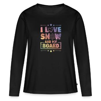 J’adore le snowboard - T-shirt manches longues Premium bio Femme - noir - Devant - Julia (174cm)