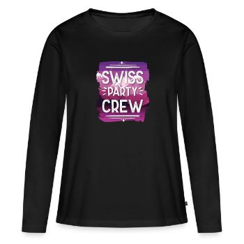 Swiss Party Crew - T-shirt manches longues Premium bio Femme - noir - Devant - Julia (174cm)