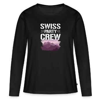 Swiss Party Crew - T-shirt manches longues Premium bio Femme - noir - Devant - Julia (174cm)