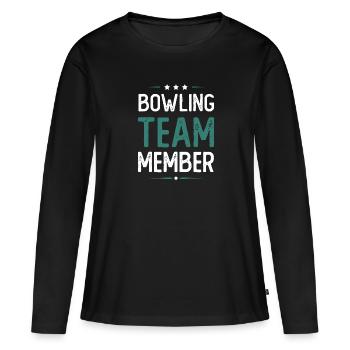 Équipe de bowling - T-shirt manches longues Premium bio Femme - noir - Devant - Julia (174cm)