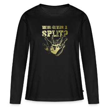 Bowling Split - T-shirt manches longues Premium bio Femme - noir - Devant - Julia (174cm)