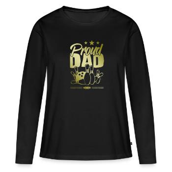 Papa Bowling - T-shirt manches longues Premium bio Femme - noir - Devant - Julia (174cm)