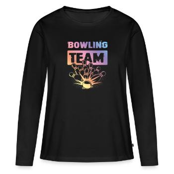 Équipe de bowling - T-shirt manches longues Premium bio Femme - noir - Devant - Julia (174cm)
