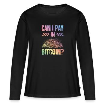 Pay with Bitcoin - Women's Premium Organic Long Sleeve Shirt - black - Front - Julia (174cm)
