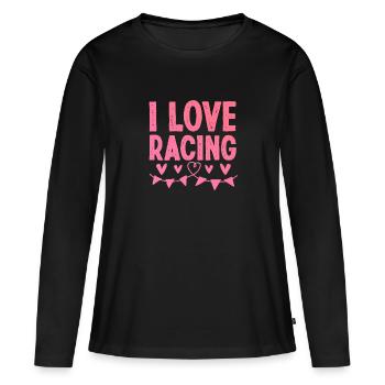 Ich liebe Rennen - Frauen Premium Bio Langarmshirt - Schwarz - Vorne - Julia (174cm)