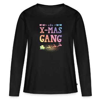 Gang de Noël - T-shirt manches longues Premium bio Femme - noir - Devant - Julia (174cm)