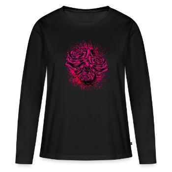 Rose Illustration - T-shirt manches longues Premium bio Femme - noir - Devant - Julia (174cm)