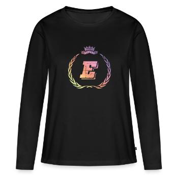 Couronne de lettres E - T-shirt manches longues Premium bio Femme - noir - Devant - Julia (174cm)