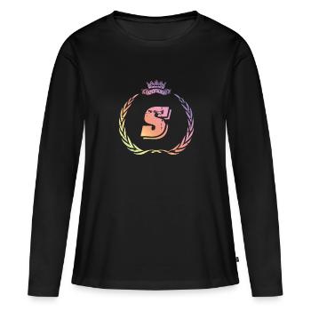 Couronne de lettres S - T-shirt manches longues Premium bio Femme - noir - Devant - Julia (174cm)