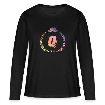 Q Couronne de lettres - T-shirt manches longues Premium bio Femme - noir - Devant - Julia (174cm)