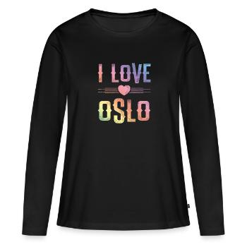 J’adore Oslo - T-shirt manches longues Premium bio Femme - noir - Devant - Julia (174cm)