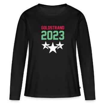 Sables d’or 2023 Couronne - T-shirt manches longues Premium bio Femme - noir - Devant - Julia (174cm)