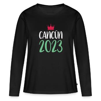 Cancun 2023 - T-shirt manches longues Premium bio Femme - noir - Devant - Julia (174cm)