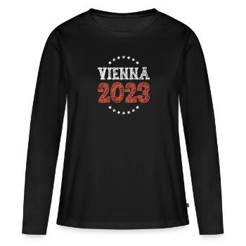 Vienne 2023 Vienne - T-shirt manches longues Premium bio Femme - noir - Devant - Julia (174cm)
