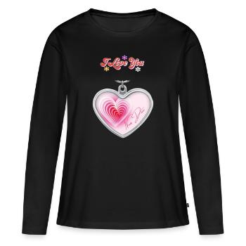 Love bijoux - T-shirt manches longues Premium bio Femme - noir - Devant - Julia (174cm)