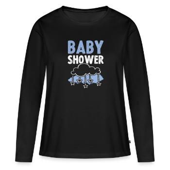 baby dusche - Frauen Premium Bio Langarmshirt - Schwarz - Vorne - Julia (174cm)