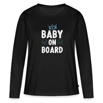Bébé à bord - T-shirt manches longues Premium bio Femme - noir - Devant - Julia (174cm)