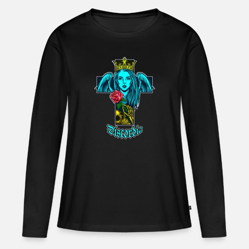 Discordia - Frauen Premium Bio Langarmshirt - Schwarz