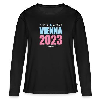 Vienne 2023 Vienne - T-shirt manches longues Premium bio Femme - noir - Devant - Julia (174cm)