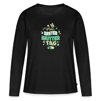 Mein Erster Muttertag Geschenkidee Mama Mutter - Frauen Premium Bio Langarmshirt - Schwarz - Vorne - Julia (174cm)