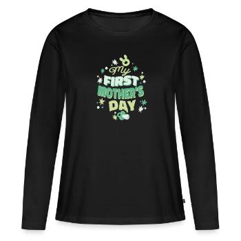 My First Mother's Day Muttertag Geschenkidee Mama - Frauen Premium Bio Langarmshirt - Schwarz - Vorne - Julia (174cm)