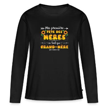 MA PREMIÈRE FÊTE DES MÈRES EN TANT QUE GRAND MÈRE - Frauen Premium Bio Langarmshirt - Schwarz - Vorne - Julia (174cm)