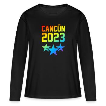 Cancun 2023 - T-shirt manches longues Premium bio Femme - noir - Devant - Julia (174cm)
