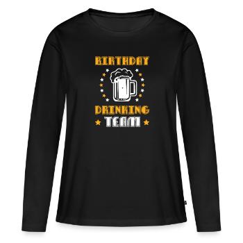 Équipe de consommation d’anniversaire - T-shirt manches longues Premium bio Femme - noir - Devant - Julia (174cm)