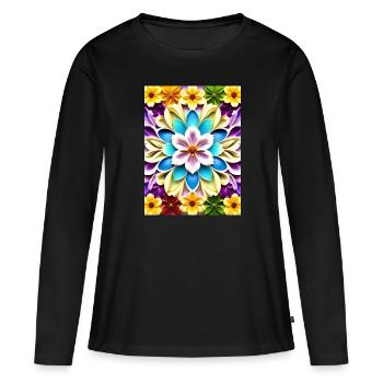 Floral 64 - Women's Premium Organic Long Sleeve Shirt - black - Front - Julia (174cm)