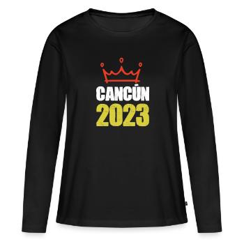 Cancún 2023 - T-shirt manches longues Premium bio Femme - noir - Devant - Julia (174cm)