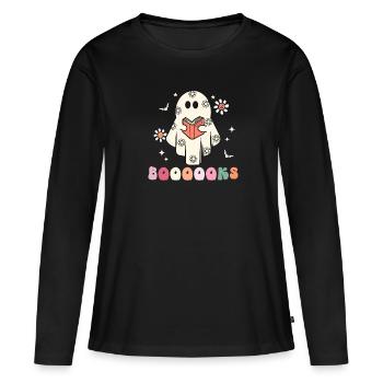Halloween Teacher Student Bookworm Boooooks - Women's Premium Organic Long Sleeve Shirt - black - Front - Julia (174cm)