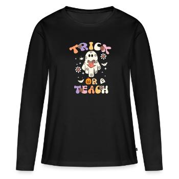 Halloween Teacher Trick Or Teach - Women's Premium Organic Long Sleeve Shirt - black - Front - Julia (174cm)