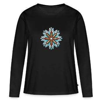 Frost Symbol Stern Winter Schnee - Frauen Premium Bio Langarmshirt - Schwarz - Vorne - Julia (174cm)