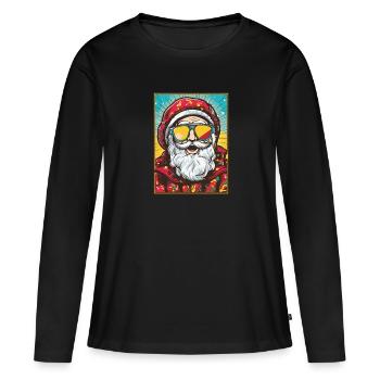 Père Noël Père Noël Père Noël - T-shirt manches longues Premium bio Femme - noir - Devant - Julia (174cm)