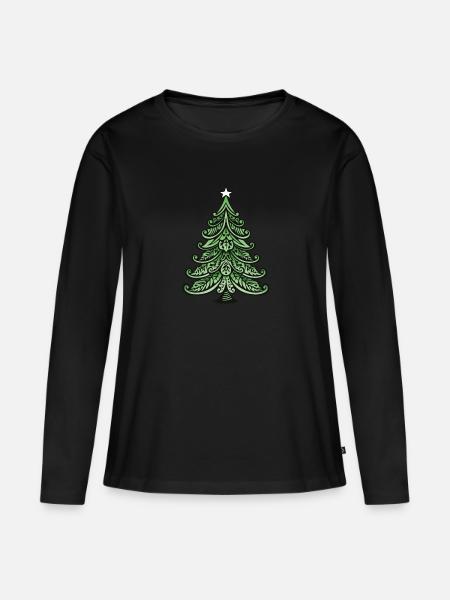 Weihnachtsbaum Weihnachten - Frauen Premium Bio Langarmshirt - Schwarz