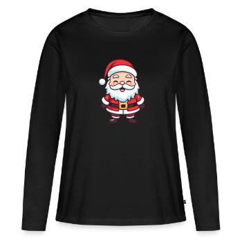 Père Noël Père Noël - T-shirt manches longues Premium bio Femme - noir - Devant - Julia (174cm)