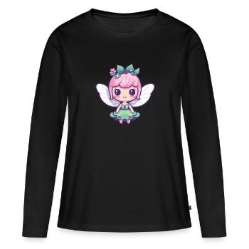 Fée Bande Dessinée Mignonne - T-shirt manches longues Premium bio Femme - noir - Devant - Julia (174cm)