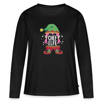 Weihnachten Humor Lustig Chef Elfe - Frauen Premium Bio Langarmshirt - Schwarz - Vorne - Julia (174cm)