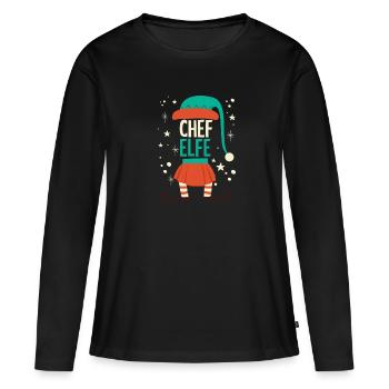 Weihnachten Humor Lustig Chef Elfe - Frauen Premium Bio Langarmshirt - Schwarz - Vorne - Julia (174cm)