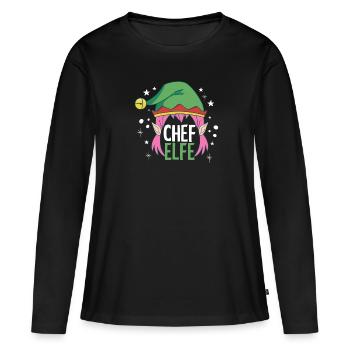 Weihnachten Humor Lustig Chef Elfe - Frauen Premium Bio Langarmshirt - Schwarz - Vorne - Julia (174cm)