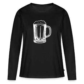 Chope de bière Symbole de verre de bière - T-shirt manches longues Premium bio Femme - noir - Devant - Julia (174cm)