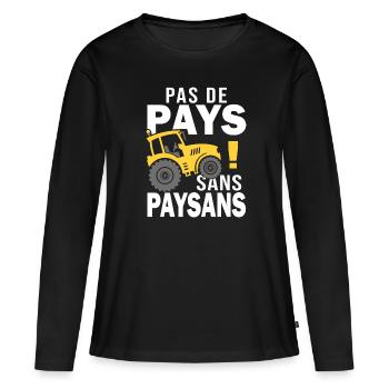 pas de pays sans paysan Tracteur agriculteur - T-shirt manches longues Premium bio Femme - noir - Devant - Julia (174cm)