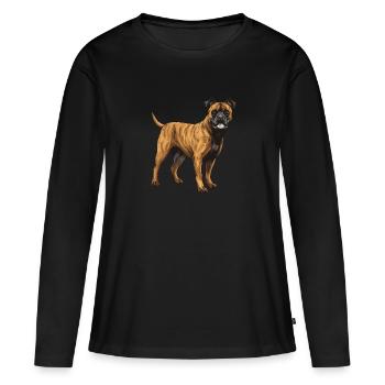 Staffordshire Bull Terrier Hund - Frauen Premium Bio Langarmshirt - Schwarz - Vorne - Julia (174cm)