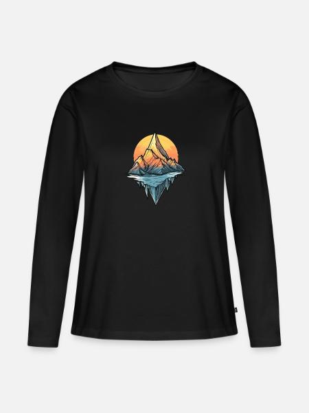 Berge - Frauen Premium Bio Langarmshirt - Schwarz
